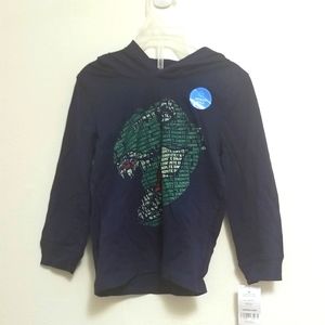 2/$20 NWT Carter's Boys 3T Navy Blue Light Weight Hoodie w/ T-Rex Dinosaur Head